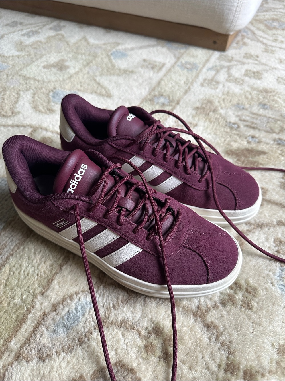 Adidas VL Court Bold Women's Maroon Low-Top Sneakers with White Stripes